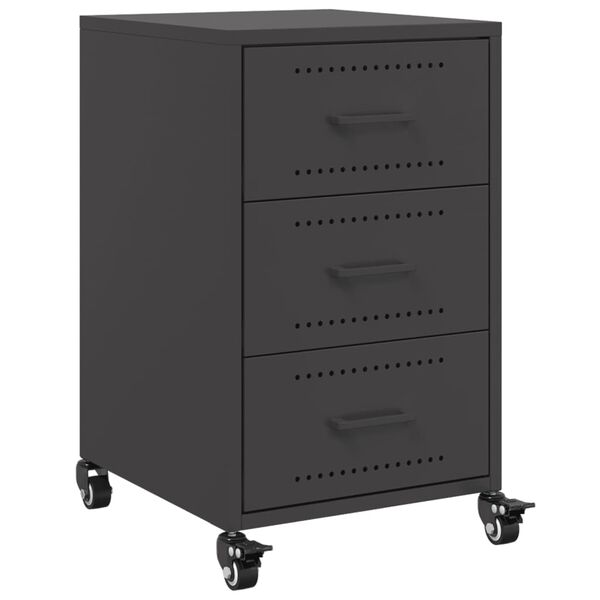 vidaXL Bedside Cabinet Black 36x39x59 cm Steel