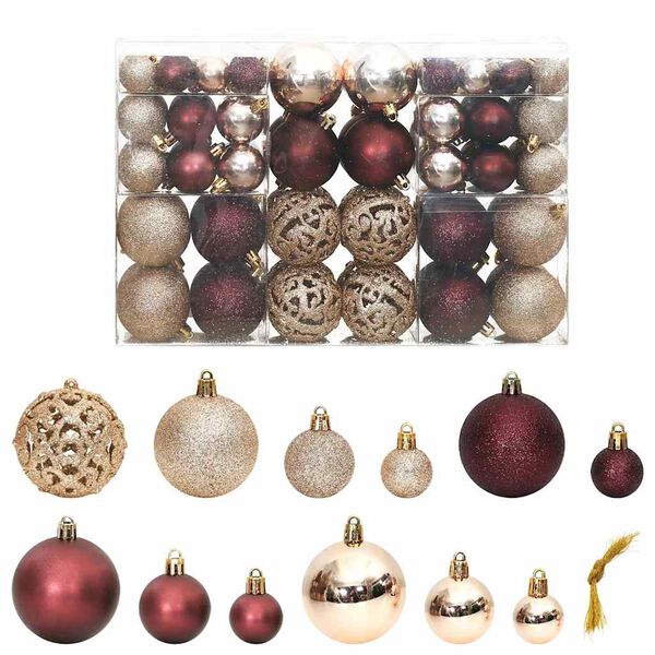 vidaXL Christmas Baubles 100 pcs Champagne and Brown 3 / 4 / 6 cm