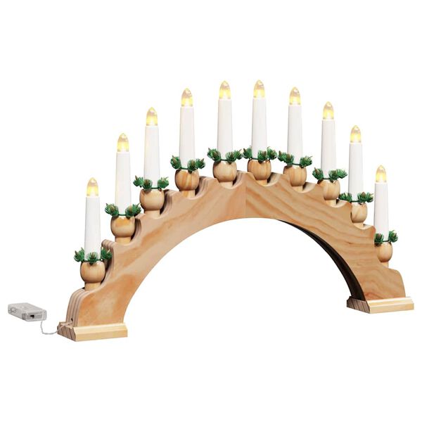 vidaXL Christmas Candle Arch with 10 LED Candles Brown 47 x 5 x 29 cm