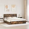 vidaXL Bed Frame with Drawer Smoked Oak 200 x 200 cm Engineer Wood