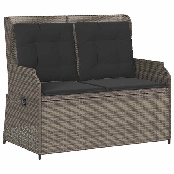 vidaXL Garden Bench Grey Poly Rattan
