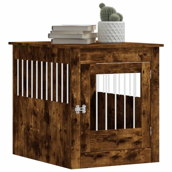 vidaXL Dog Crate Furniture Smoked Oak 64.5x80x71 cm Engineered Wood