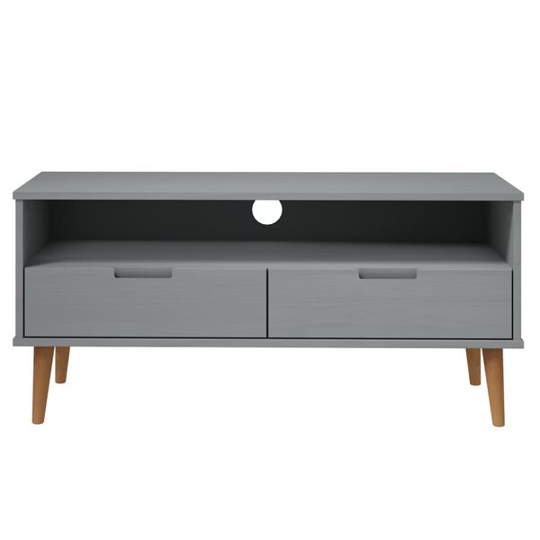 vidaXL TV Cabinet MOLDE Grey 106x40x49 cm Solid Wood Pine