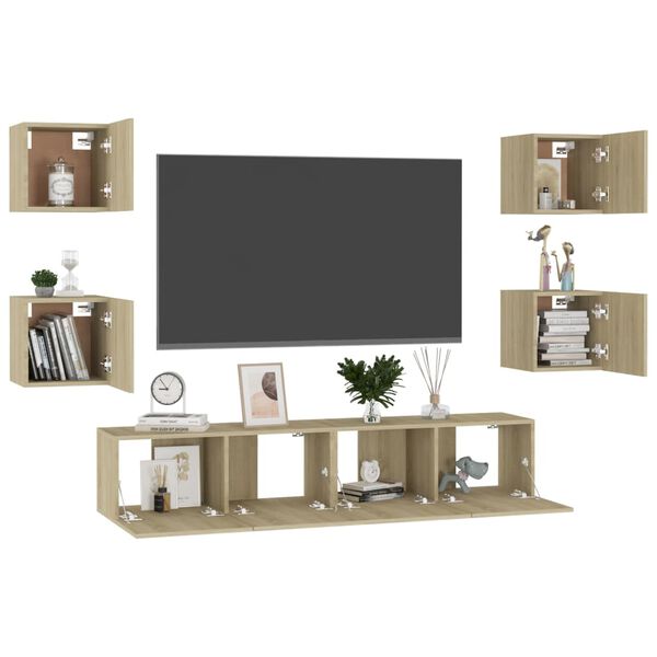 vidaXL 6 Piece TV Cabinet Set Sonoma Oak Engineered Wood