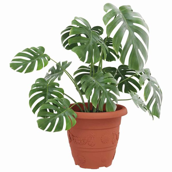 vidaXL Round Flower Pot 6 pcs Brick Red &Oslash; 26 x 21.5 cm Plastic