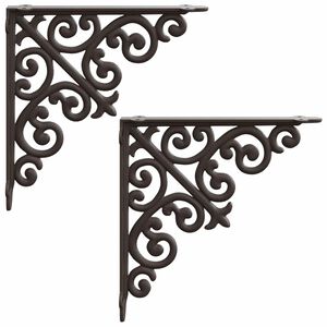 vidaXL Wall Shelf Brackets 2 pcs Antique Brown 9.5 x 9.5 x 3 cm Steel
