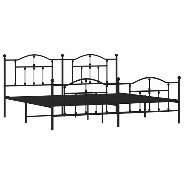 vidaXL Metal Bed Frame without Mattress with Footboard Black 193x203cm