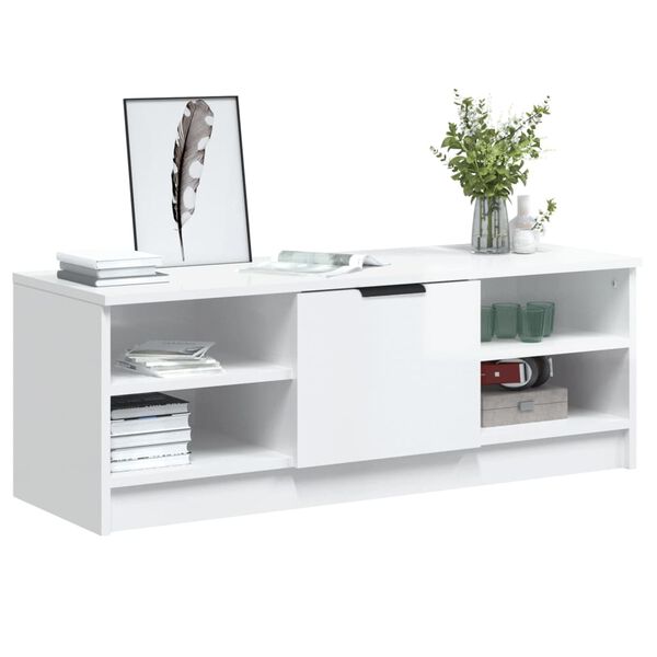 vidaXL TV Cabinet High Gloss White 102x35.5x36.5 cm Engineered Wood