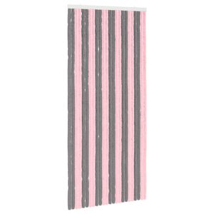 vidaXL Insect Curtain Chenille Silver Grey and Pink 100 x 220 cm