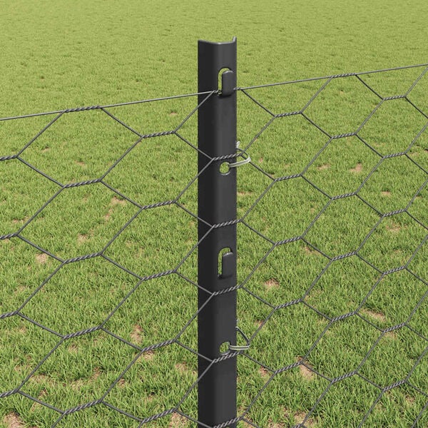 vidaXL Fence with Post Grey 1.2 x 50 m Steel and PVC
