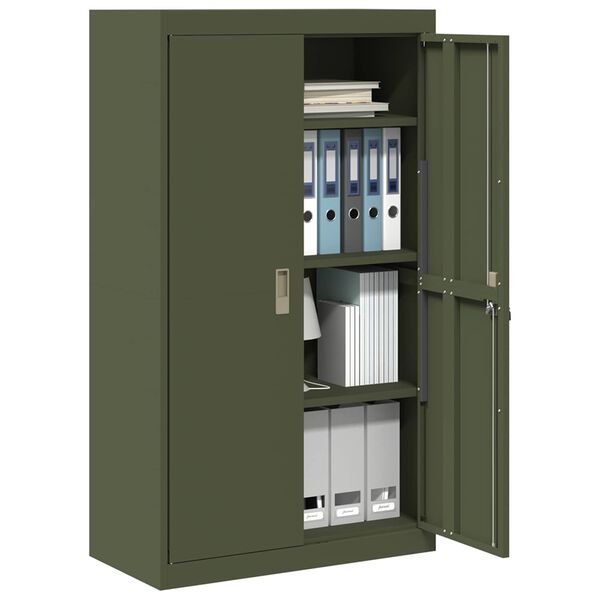 vidaXL Storage Cabinet 2 pcs Olive Green 80 x 40 x140 cm Steel