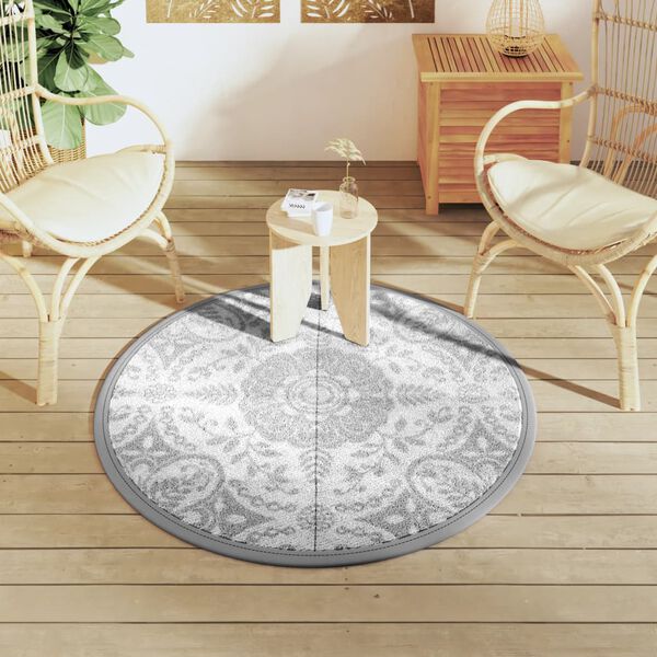 vidaXL Outdoor Carpet ARAKIL Light Grey Ø120 cm PP