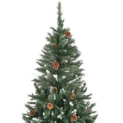 vidaXL Artificial Christmas Tree with Pine Cones and White Glitter 210 cm