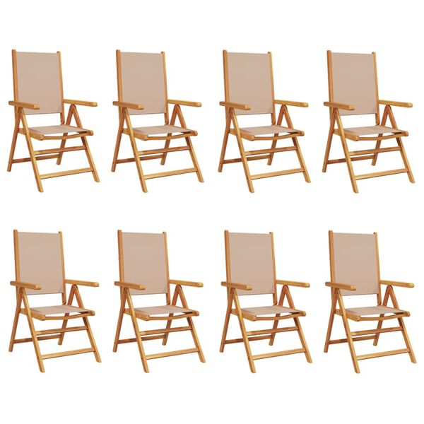 vidaXL Reclining Garden Chairs 8 pcs Taupe Fabric and Solid Wood