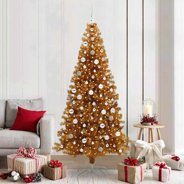 vidaXL Christmas Tree with 300 LEDs with Stand Gold 210 cm PET