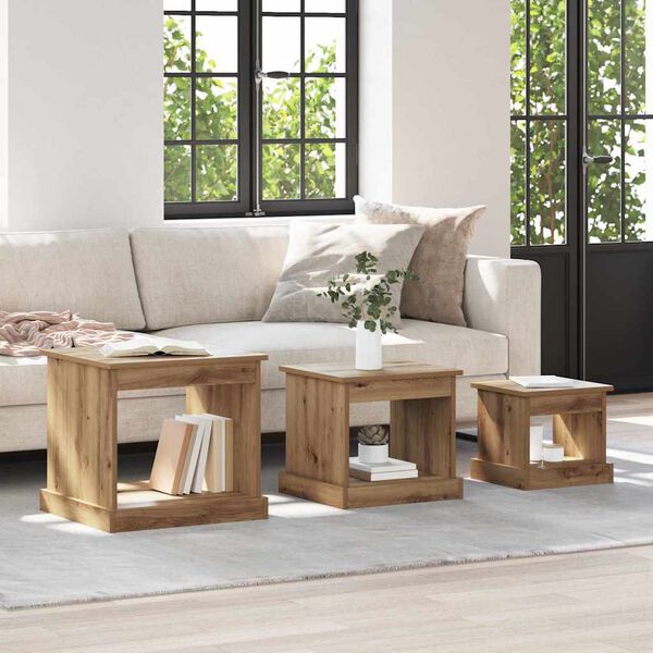 vidaXL Coffee Table 3 pcs Artisan Oak Engineered Wood