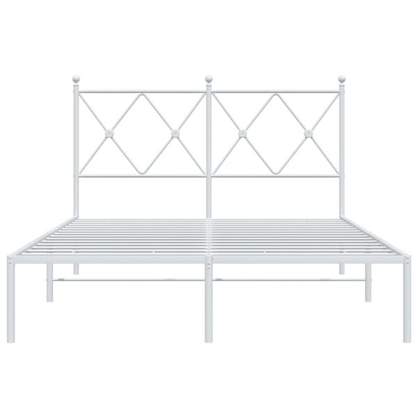 vidaXL Metal Bed Frame without Mattress with Headboard White 120x200cm