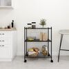 vidaXL 3-Tier Storage Rack with Wheels 60x35x81 cm Black 150 kg