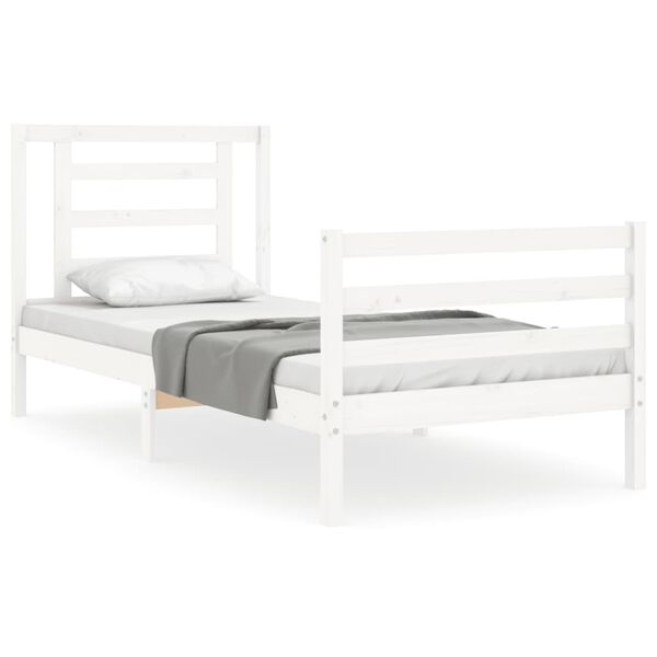 vidaXL Bed Frame without Mattress White 90x200 cm Solid Wood
