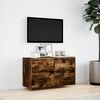 vidaXL TV Wall Cabinet with LED Lights Smoked Oak 80x31x45 cm