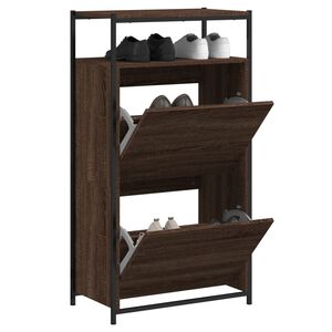 vidaXL Shoe Cabinet Brown Oak 60x34x112 cm Engineered Wood