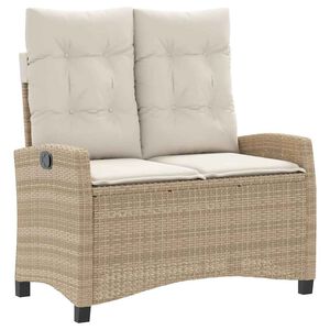 vidaXL Reclining Garden Bench with Cushions Beige Poly Rattan