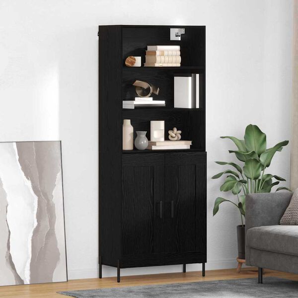 vidaXL Highboard Black oak 69.5 x 34 x 180 cm Engineered Wood