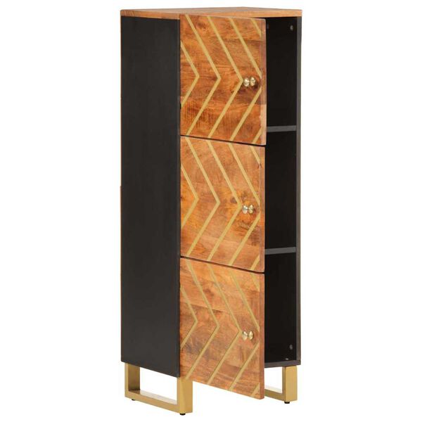vidaXL Highboard Brown and Black 40x33.5x110 cm Solid Wood Mango