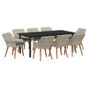 vidaXL Garden Dining Set with Cushion 9 pcs Light Grey Poly Rattan