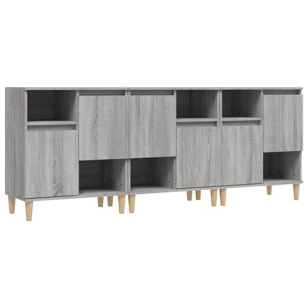 vidaXL Sideboards 3 pcs Grey Sonoma 60x35x70 cm Engineered Wood