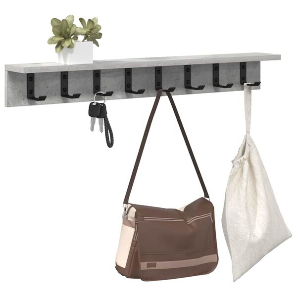 vidaXL Wall-Mounted Coat Rack Concrete Grey 80 x 10.5 x 10.5 cm
