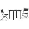 vidaXL Garden Dining Set Folding 3 pcs Black Powder-Coated Steel