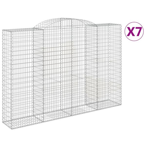 vidaXL Arched Gabion Baskets 7 pcs 300x50x200/220 cm Galvanised Iron