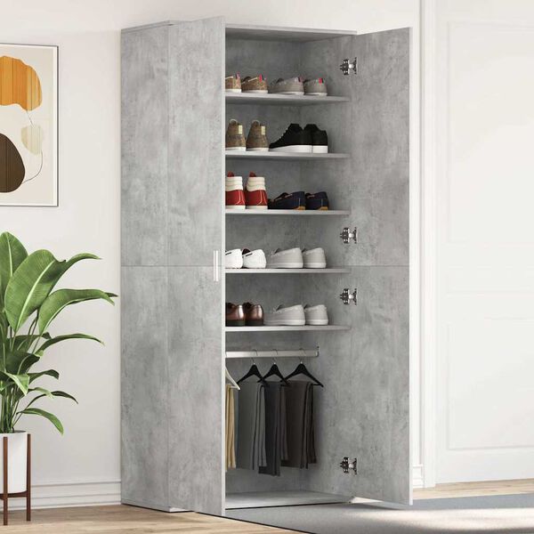 vidaXL Shoe Cabinet Concrete Grey 80 x 39 x 178 cm Engineered Wood