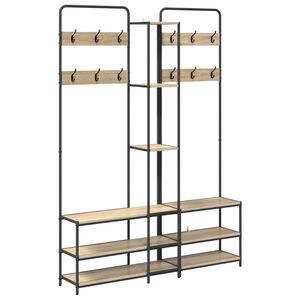 vidaXL Coat Stand with Shoes Bench Sonoma Oak 143 x 30 x 199.5 cm
