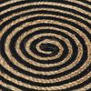 vidaXL Handmade Rug Jute with Spiral Design Black 150 cm