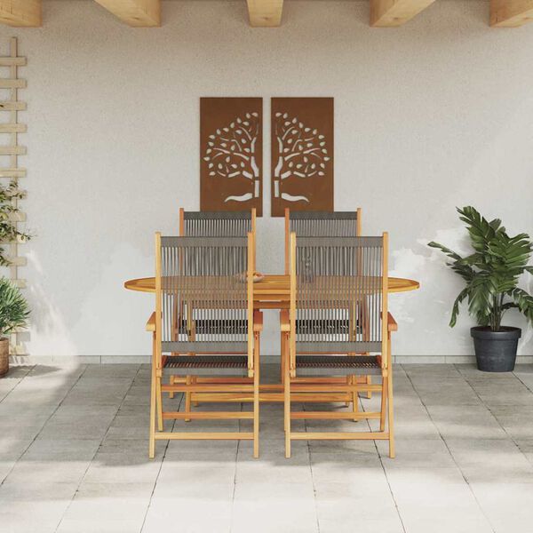 vidaXL Garden Dining Set Folding 5 pcs Grey Solid Acacia Wood