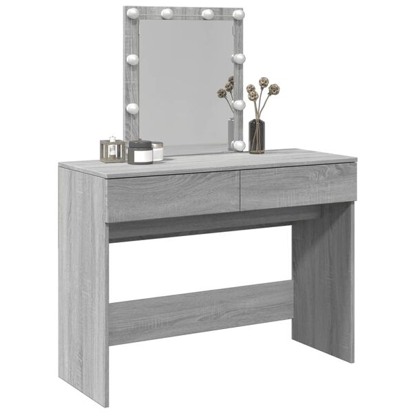 vidaXL Dressing Table with LED Grey Sonoma 100x40x130 cm