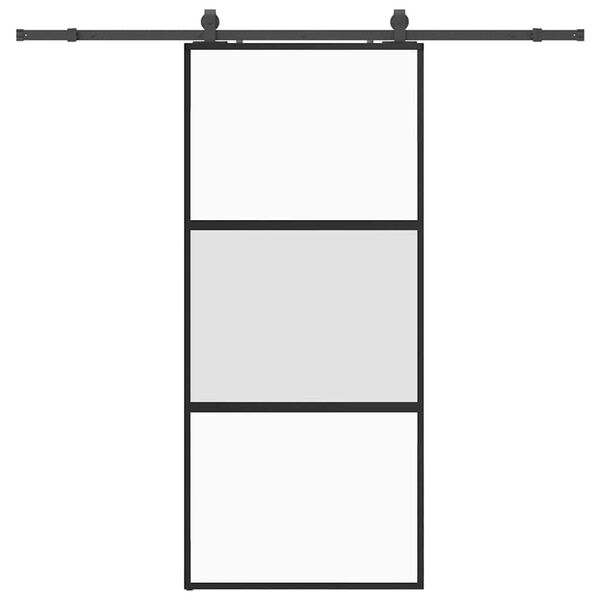 vidaXL Sliding Door with Hardware Set Black 90x205 cm Tempered Glass