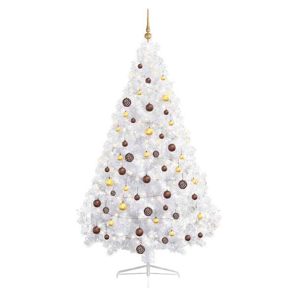 vidaXL Artificial Half Pre-lit Christmas Tree with Ball Set White 180 cm
