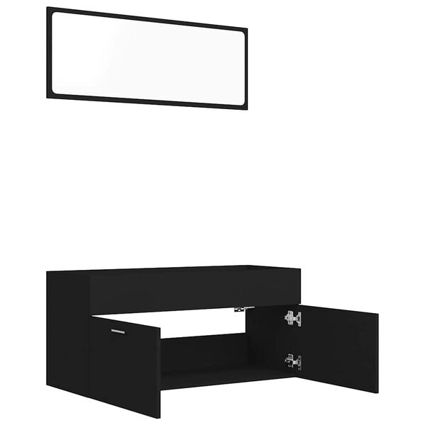 vidaXL 2 Piece Bathroom Furniture Set Black Engineered Wood