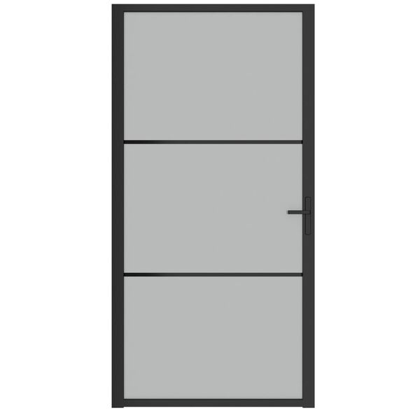 vidaXL Interior Door 102.5x201.5 cm Black Matt Glass and Aluminium