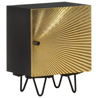 vidaXL Bedside Cabinet with Brass Front 40x30x50 cm Solid Mango Wood