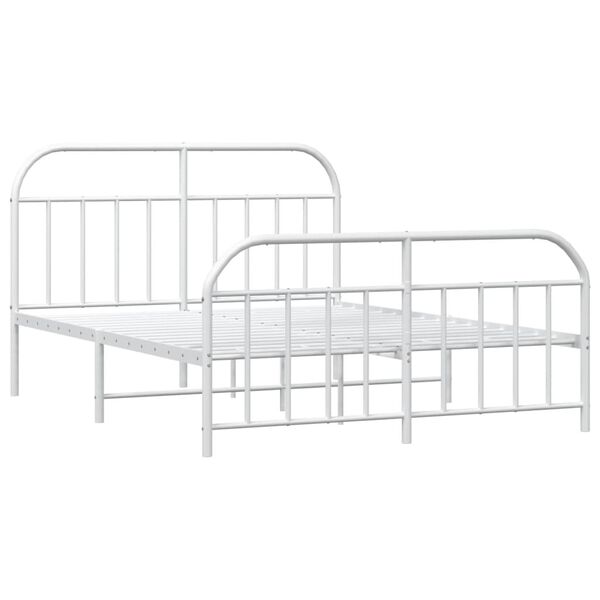 vidaXL Metal Bed Frame without Mattress with Footboard White 140x190cm