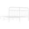 vidaXL Metal Bed Frame without Mattress with Headboard White 180x200cm