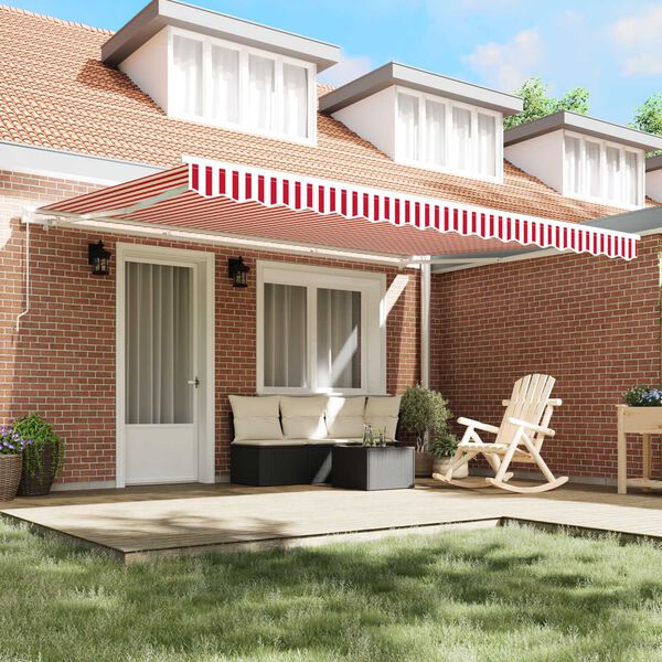 vidaXL Retractable Awning Red and white 450 x 300 cm Fabric