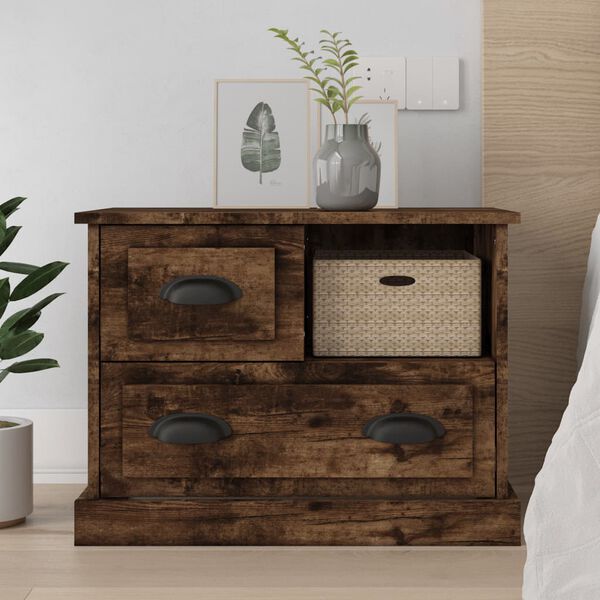 vidaXL Bedside Cabinet Smoked Oak 60x39x45 cm