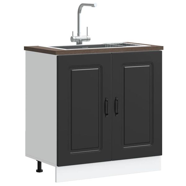 vidaXL Sink Base Cabinet Kalmar Black 80x46x81.5 cm Engineered Wood