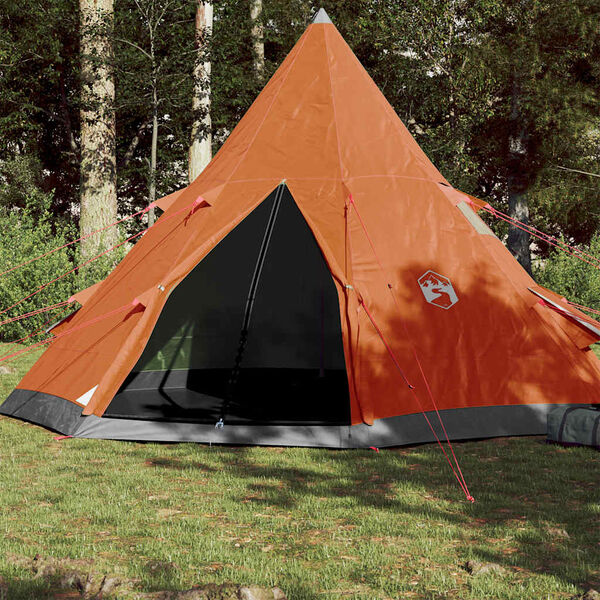 vidaXL Camping Tent Tipi 4-Person Orange Waterproof