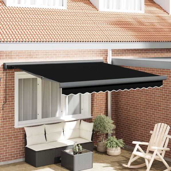 vidaXL Retractable Awning Black 300 x 250 cm Fabric and Metal